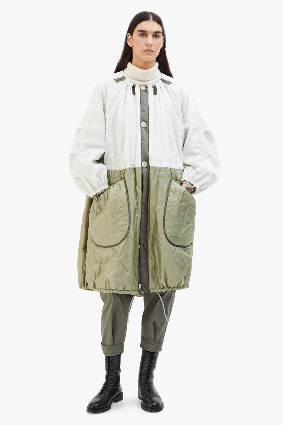 Quilted Parachute Parka - White / Stone (listing page thumbnail)