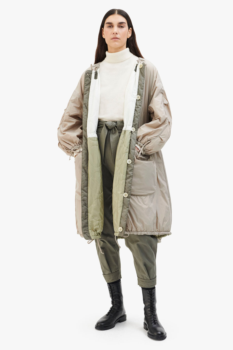 Quilted Parachute Parka - White / Stone (listing page thumbnail)