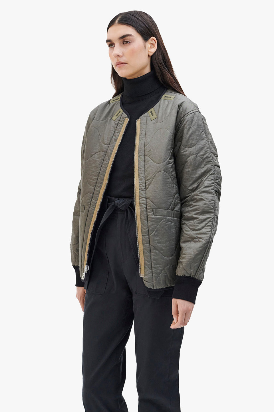 Shareable Quilt Jacket - Black / Dark Olive (listing page thumbnail)