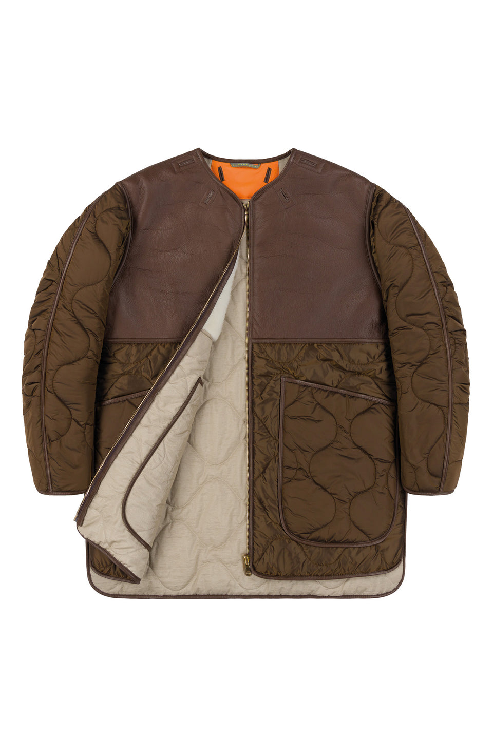 Shearling Aviator Quilt Jacket - Bronze / Natural (listing page thumbnail)
