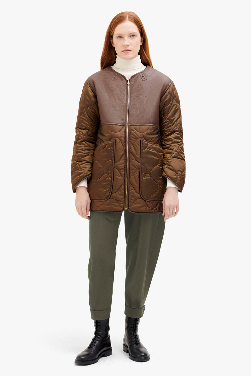 Shearling Aviator Quilt Jacket - Bronze / Natural (listing page thumbnail)