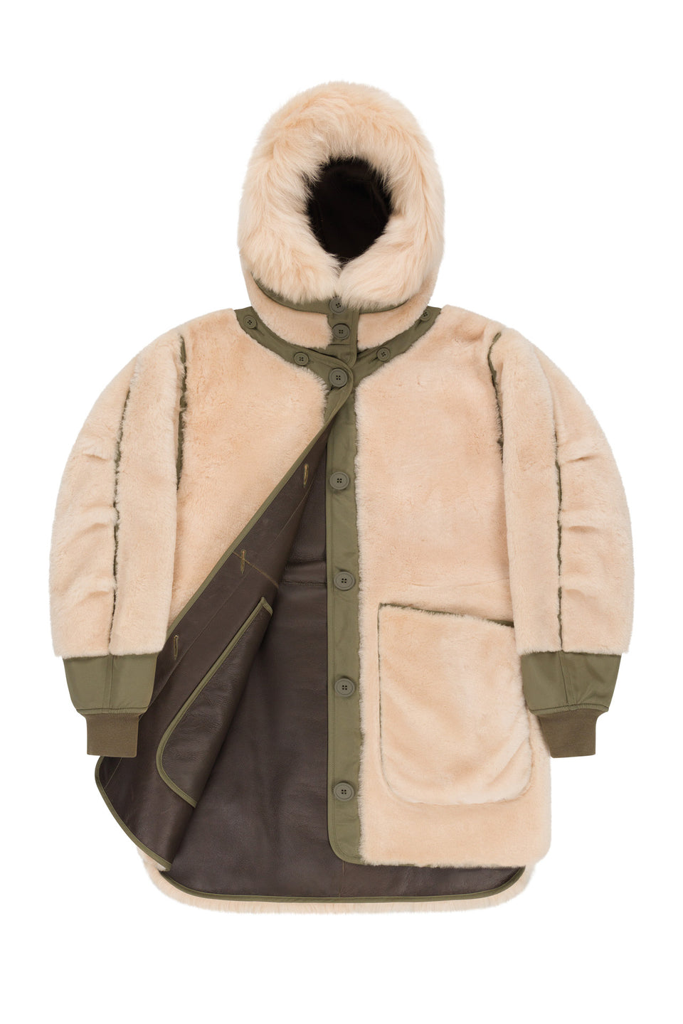 Shearling Coat - Blush / Dark Olive (listing page thumbnail)