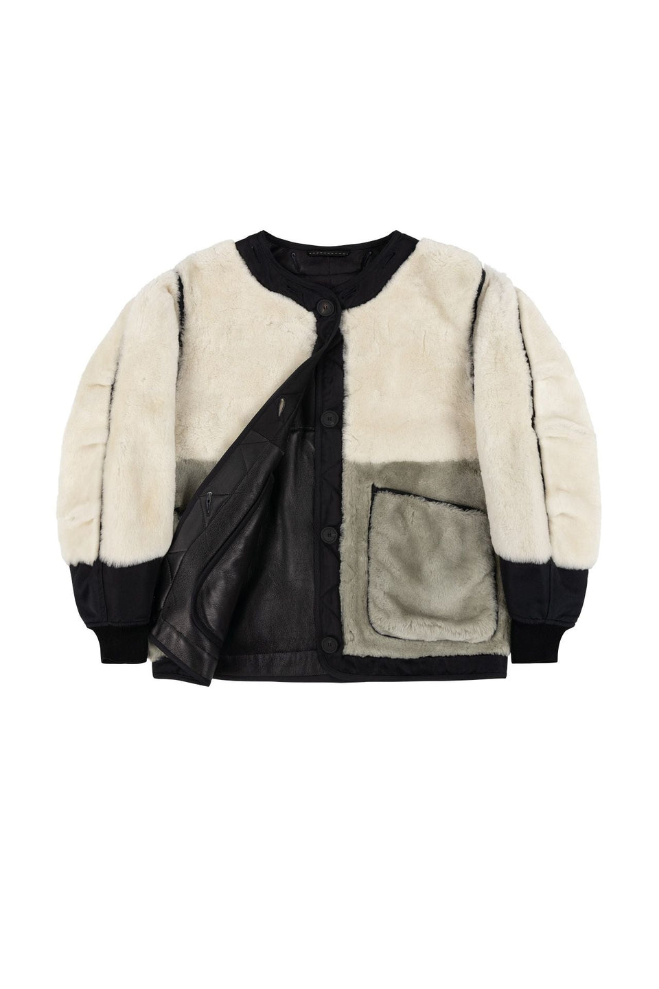 Shearling Quilt Bomber - Natural / Black (listing page thumbnail)