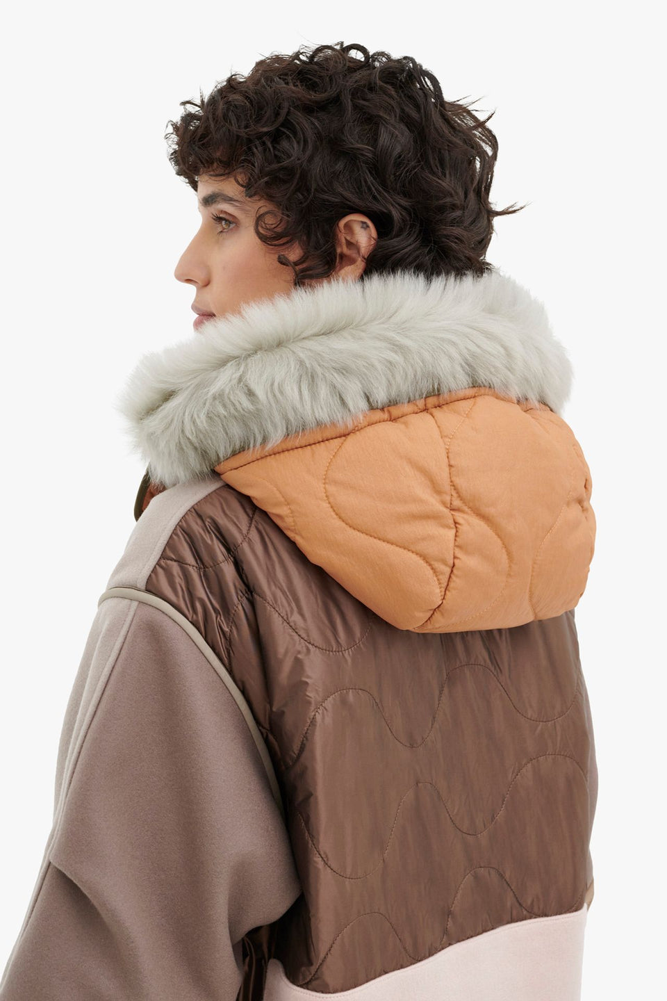 Shearling Quilt Hood - Blush / Burnt Orange (listing page thumbnail)