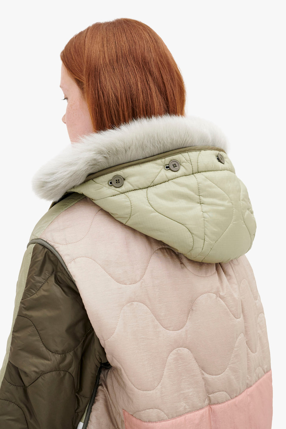 Shearling Quilt Hood - Pale Jade / Pale Sage (listing page thumbnail)