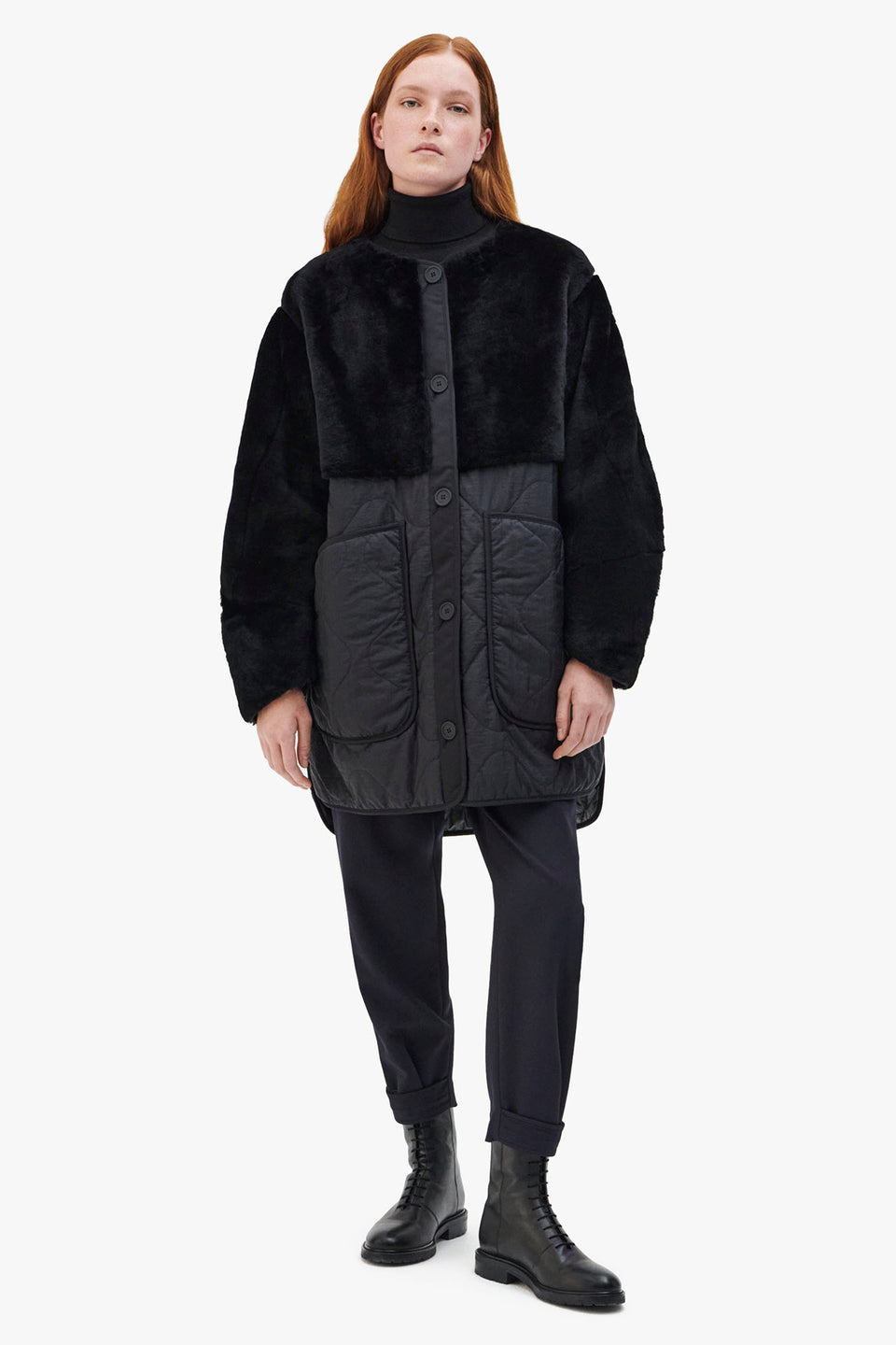 Shearling Quilt Jacket - Black / Anthracite (listing page thumbnail)