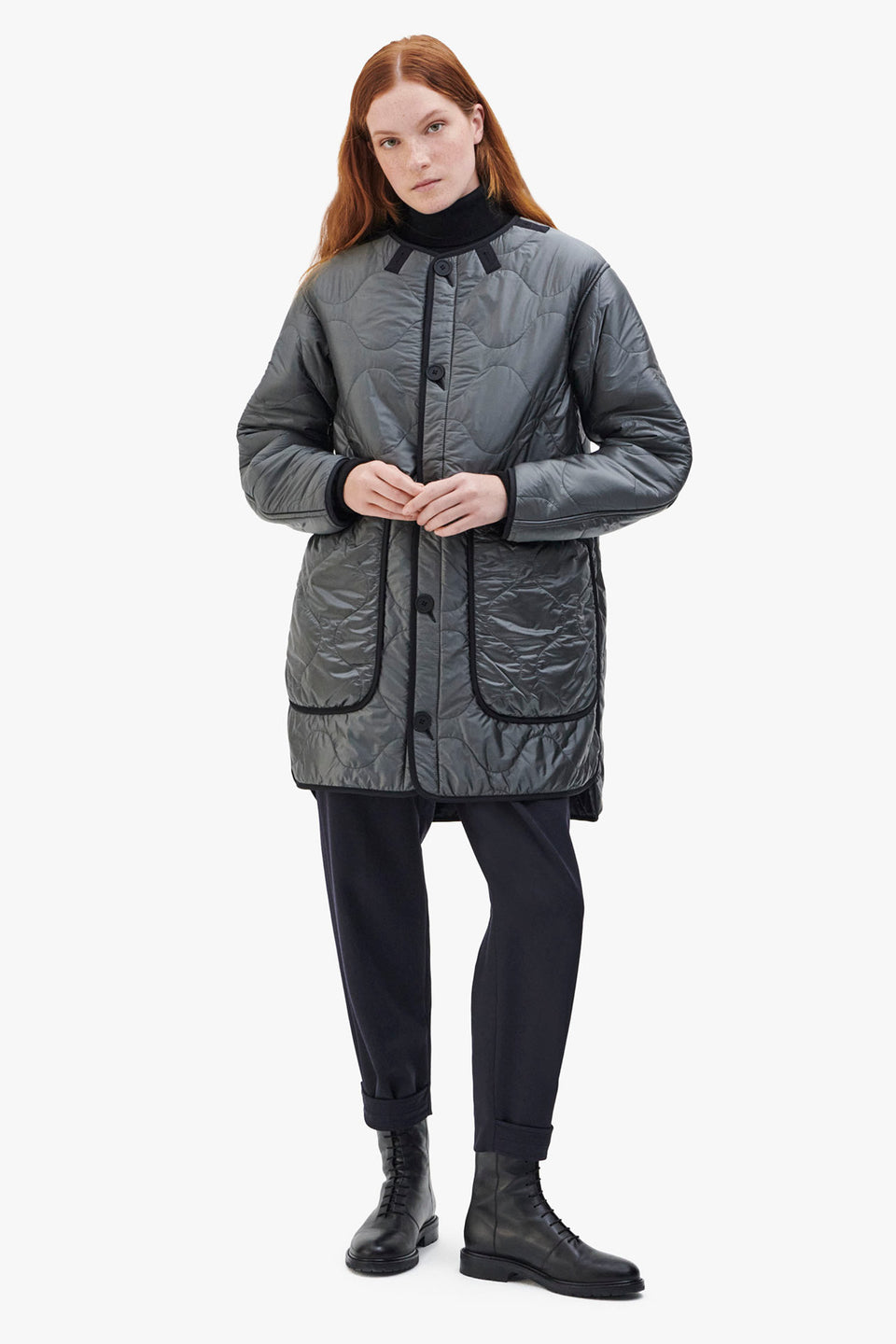 Shearling Quilt Jacket - Black / Anthracite (listing page thumbnail)