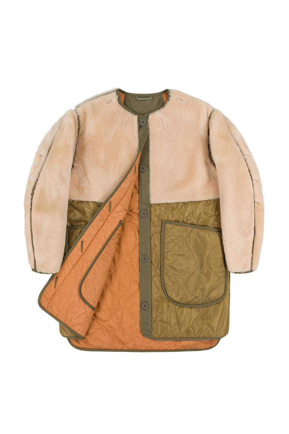 Shearling Quilt Jacket - Blush / Burnt Orange (listing page thumbnail)