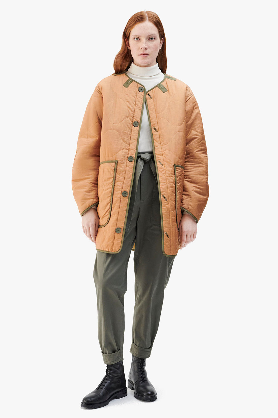 Shearling Quilt Jacket - Blush / Burnt Orange (listing page thumbnail)