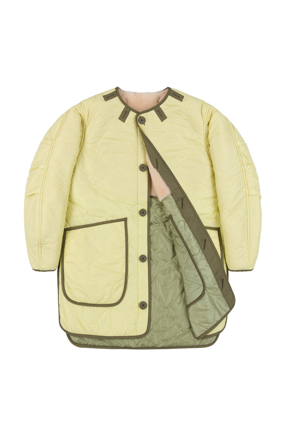 Shearling Quilt Jacket - Blush / Pale Yellow (listing page thumbnail)