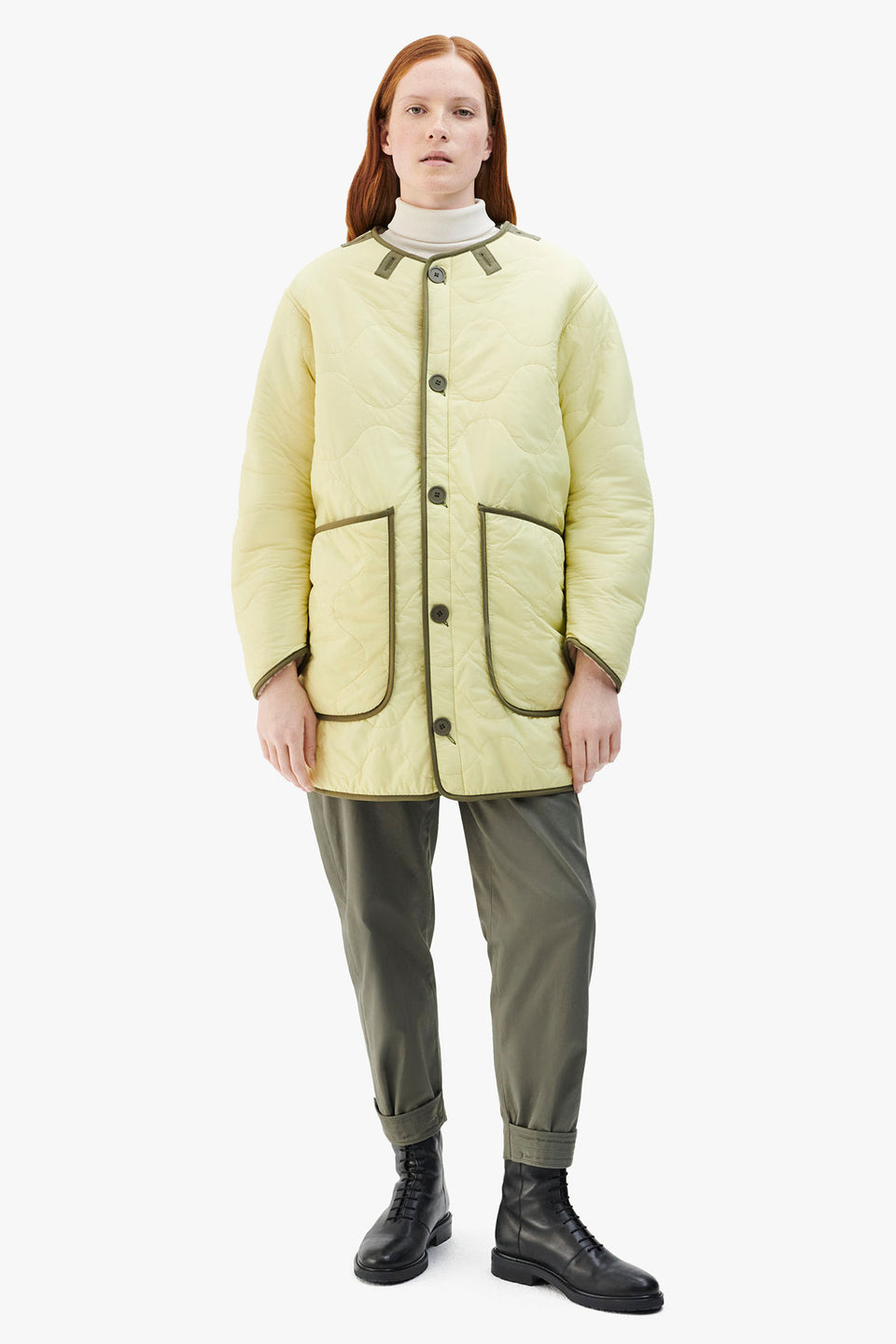 Shearling Quilt Jacket - Blush / Pale Yellow (listing page thumbnail)