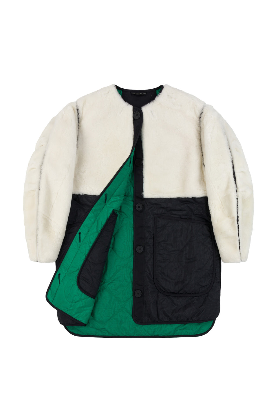 Shearling Quilt Jacket - Natural / Emerald (listing page thumbnail)