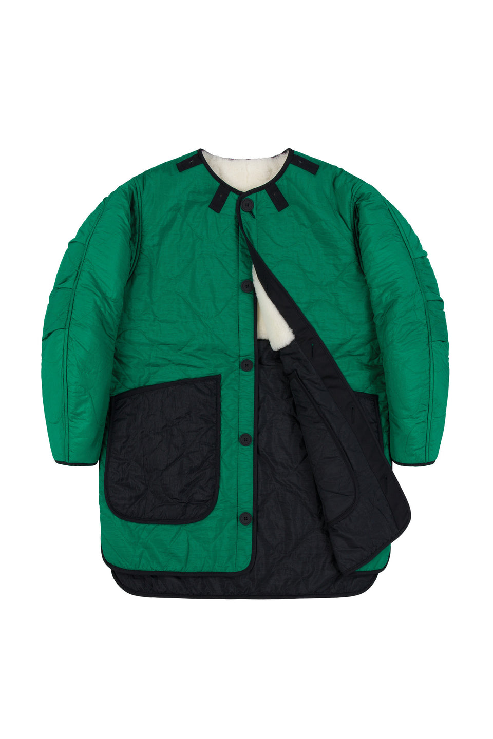 Shearling Quilt Jacket - Natural / Emerald (listing page thumbnail)