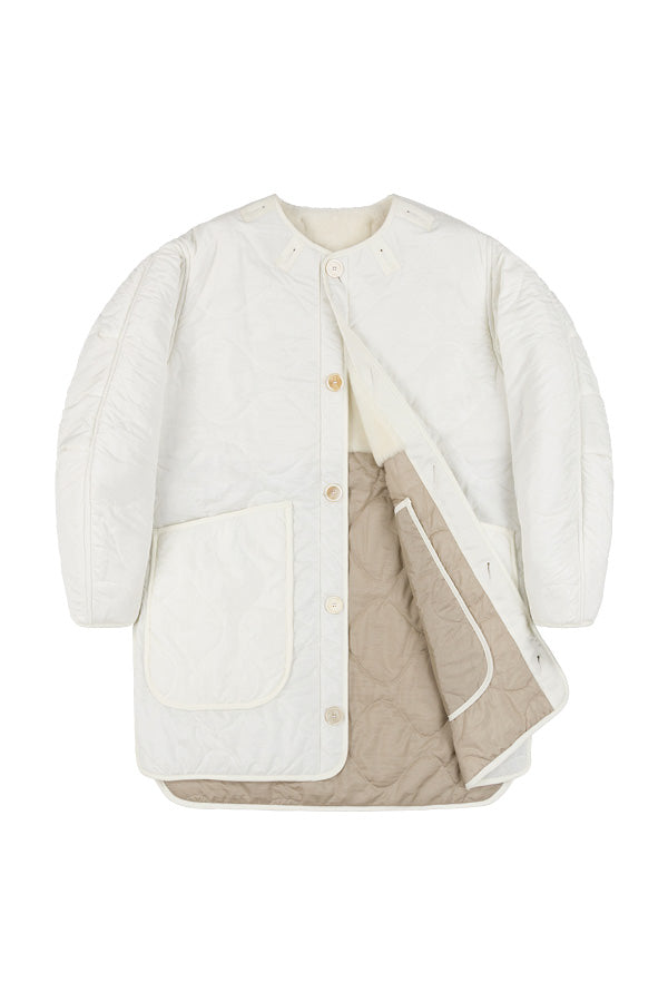 Shearling Quilt Jacket - Stone / White (listing page thumbnail)