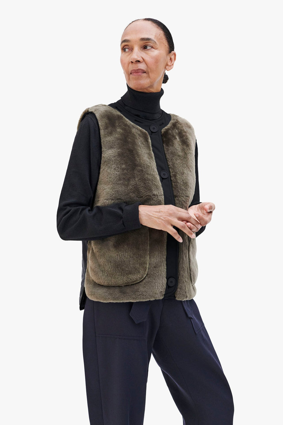 Shearling Quilt Liner - Dark Olive / Stone (listing page thumbnail)