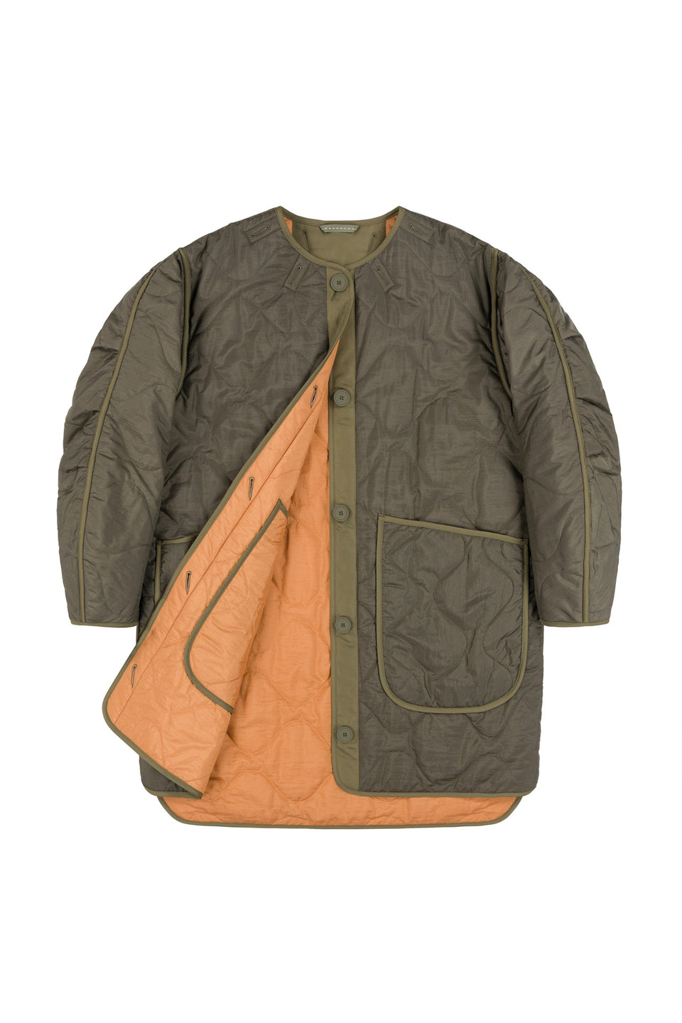 Signature Quilt Jacket - Dark Olive / Burnt Orange (listing page thumbnail)