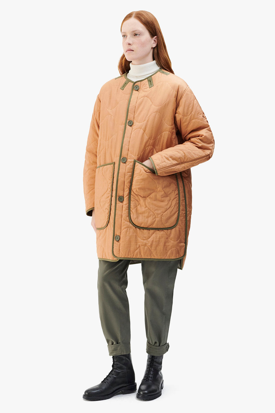 Signature Quilt Jacket - Dark Olive / Burnt Orange (listing page thumbnail)