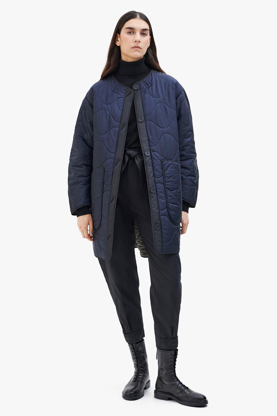 Signature Quilt Jacket - Navy / Dark Olive (listing page thumbnail)