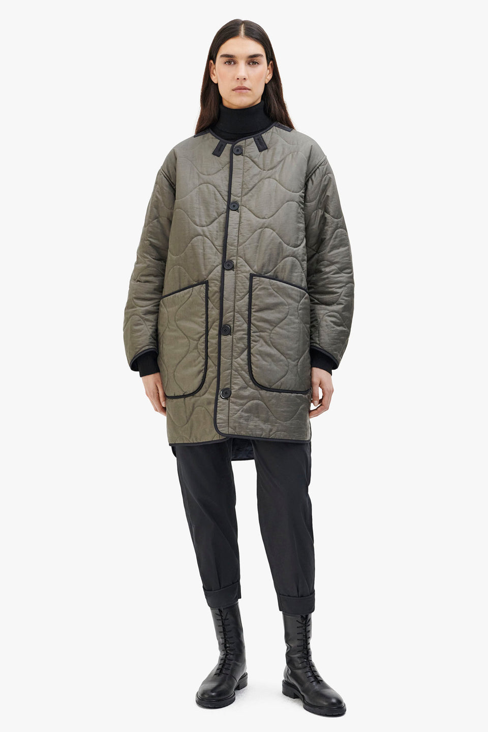 Signature Quilt Jacket - Navy / Dark Olive (listing page thumbnail)