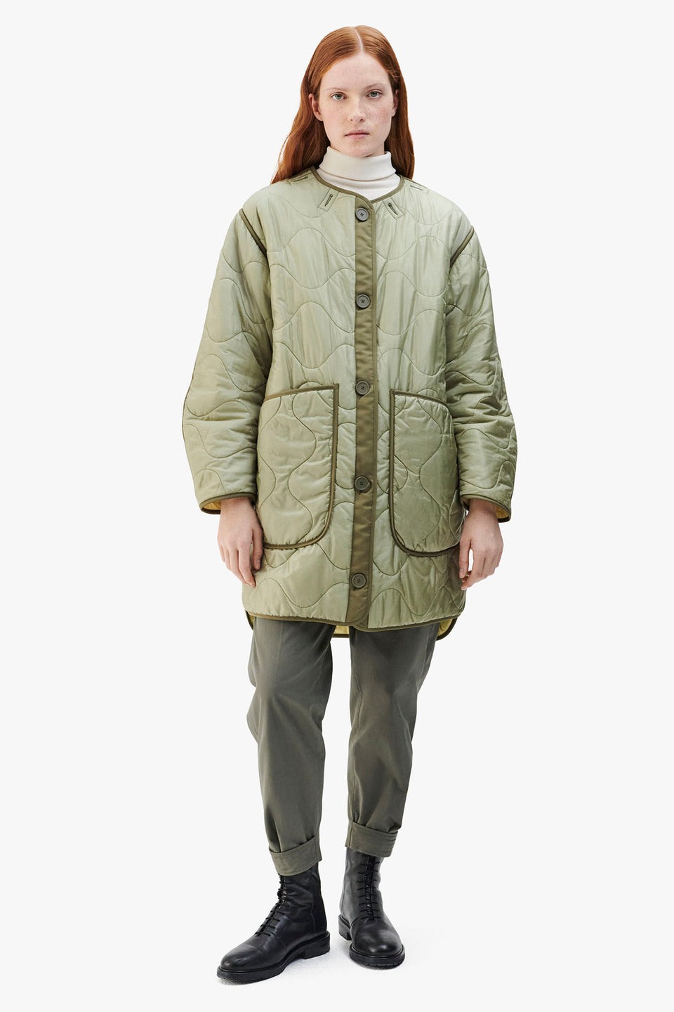 Signature Quilt Jacket - Pale Sage / Pale Yellow (listing page thumbnail)