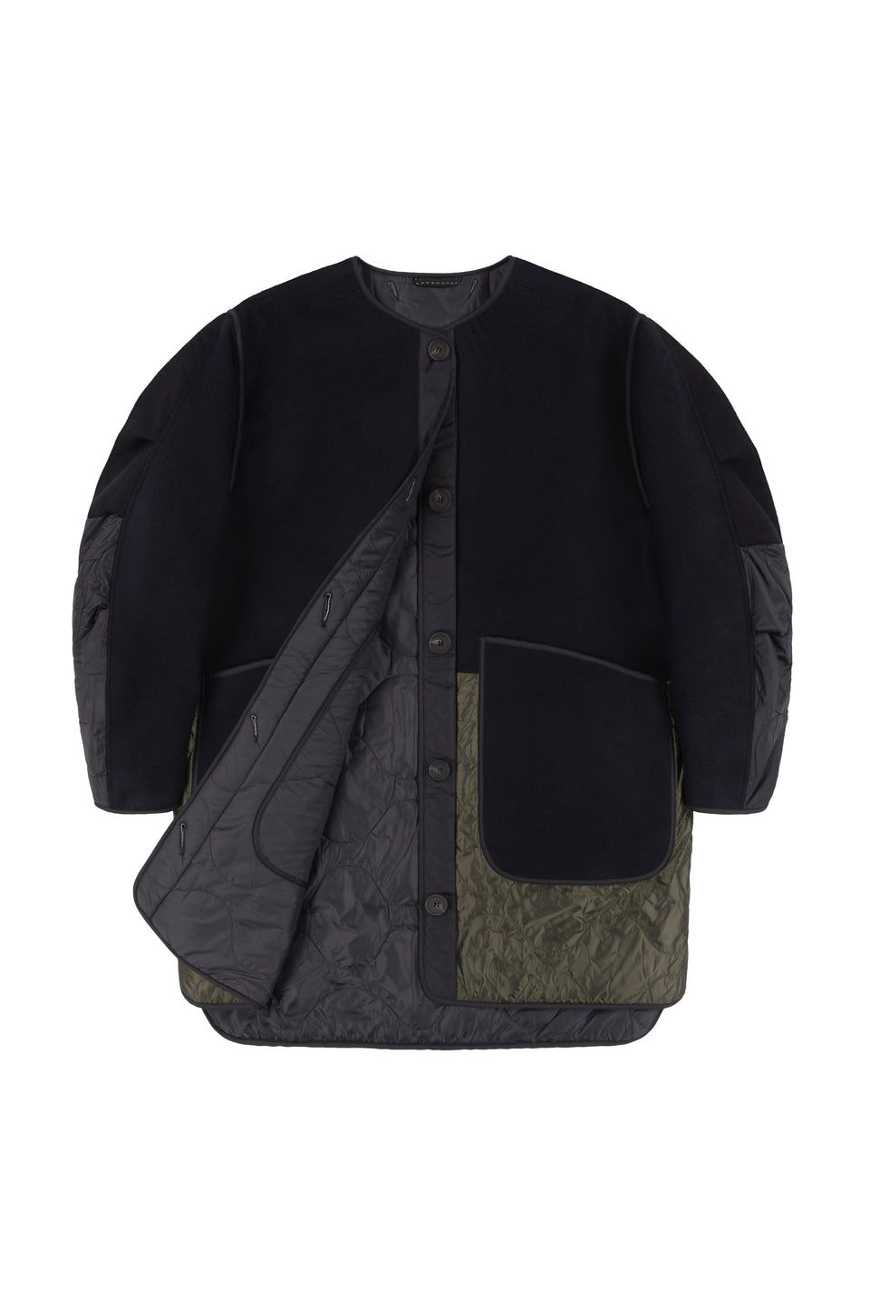 Wool Patchwork Signature Quilt Jacket - Navy / Black (listing page thumbnail)