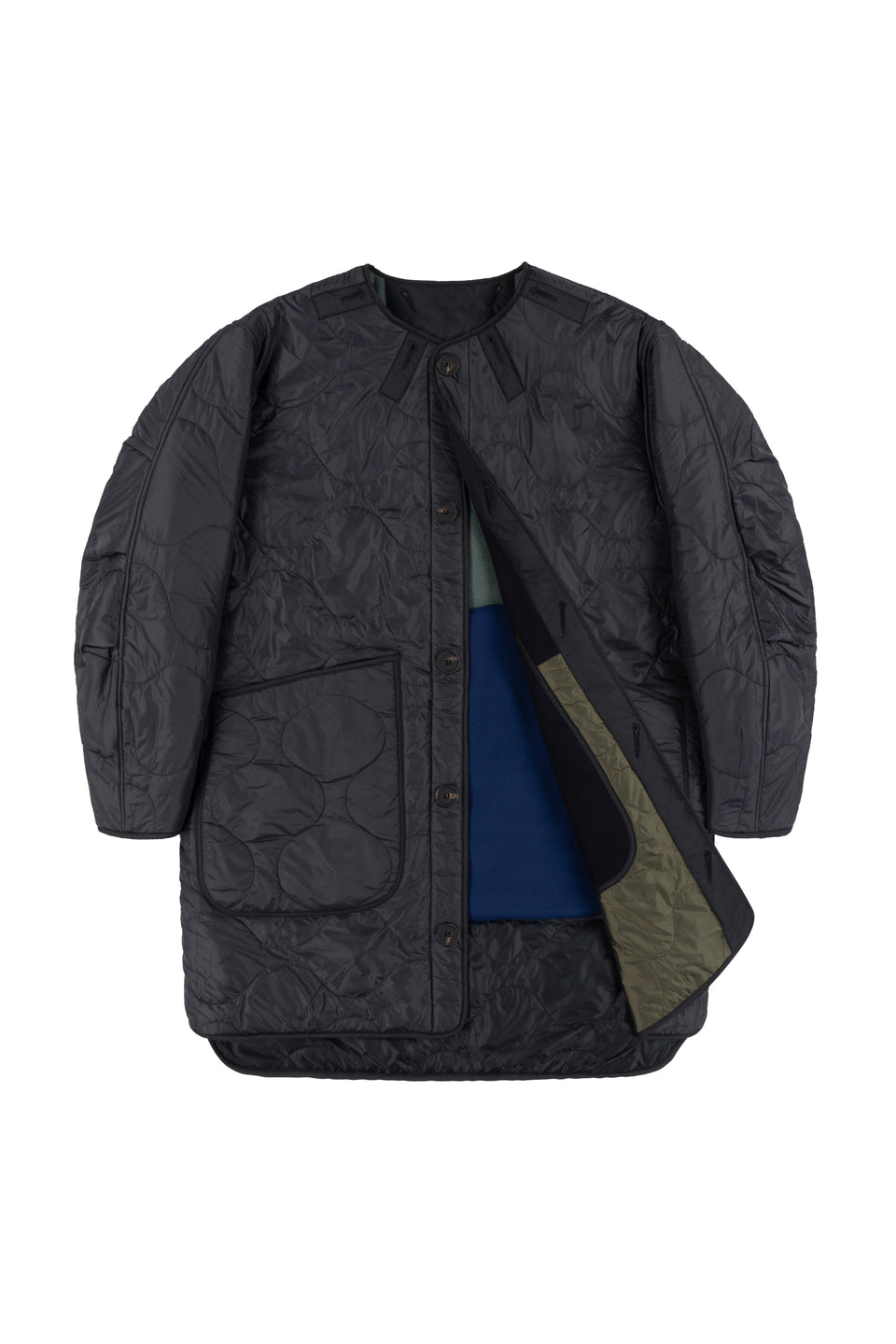 Wool Patchwork Signature Quilt Jacket - Navy / Black (listing page thumbnail)