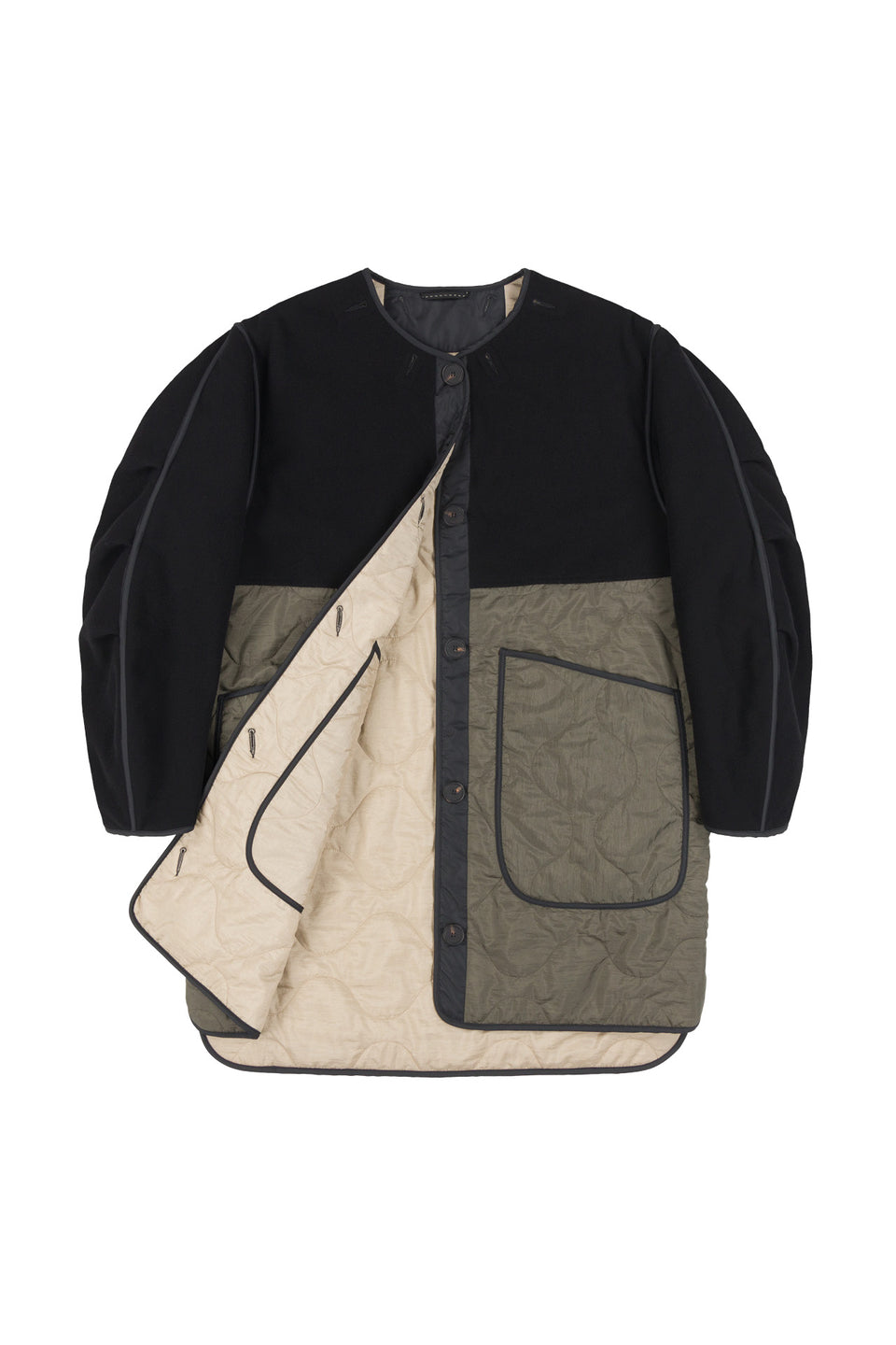 Wool Quilt Jacket - Black / Stone (listing page thumbnail)