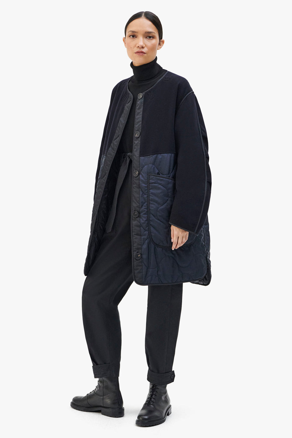 Wool Quilt Jacket - Navy / Black (listing page thumbnail)