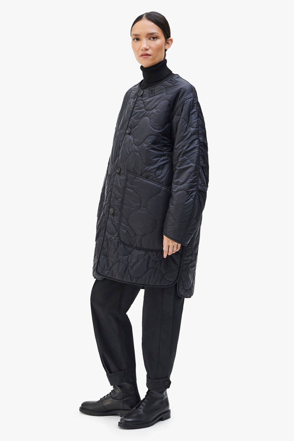 Wool Quilt Jacket - Navy / Black (listing page thumbnail)