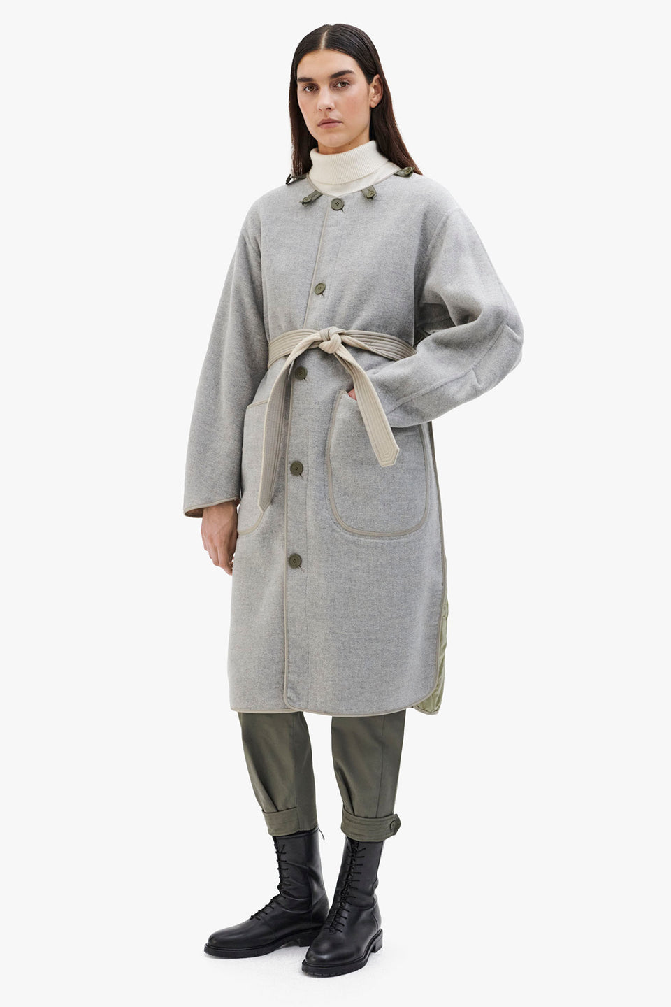 Wool Quilt Parka - Taupe / Pale Grey (listing page thumbnail)