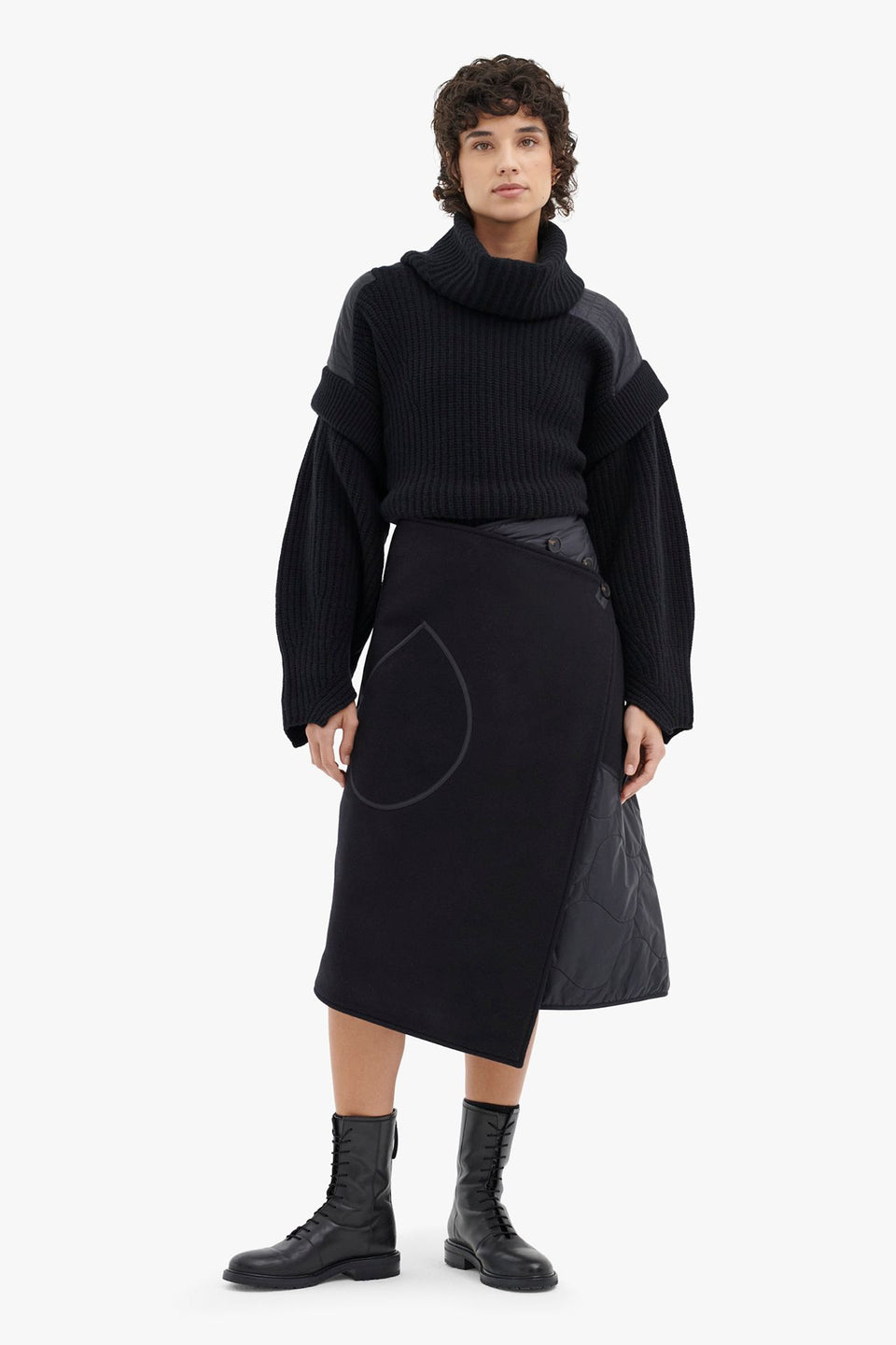 Wool Quilt Skirt - Black / Black (listing page thumbnail)