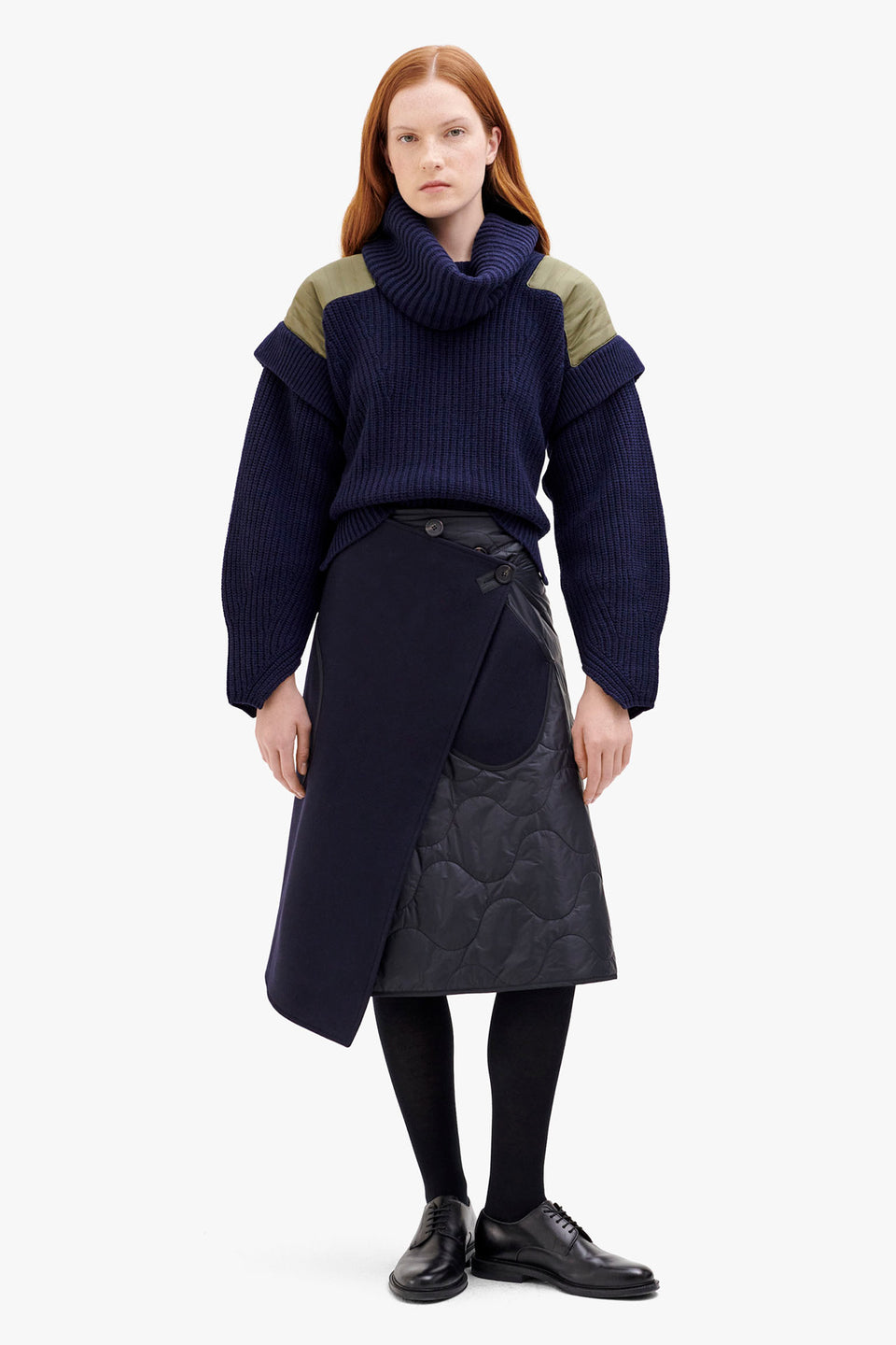 Wool Quilt Skirt - Navy / Black (listing page thumbnail)