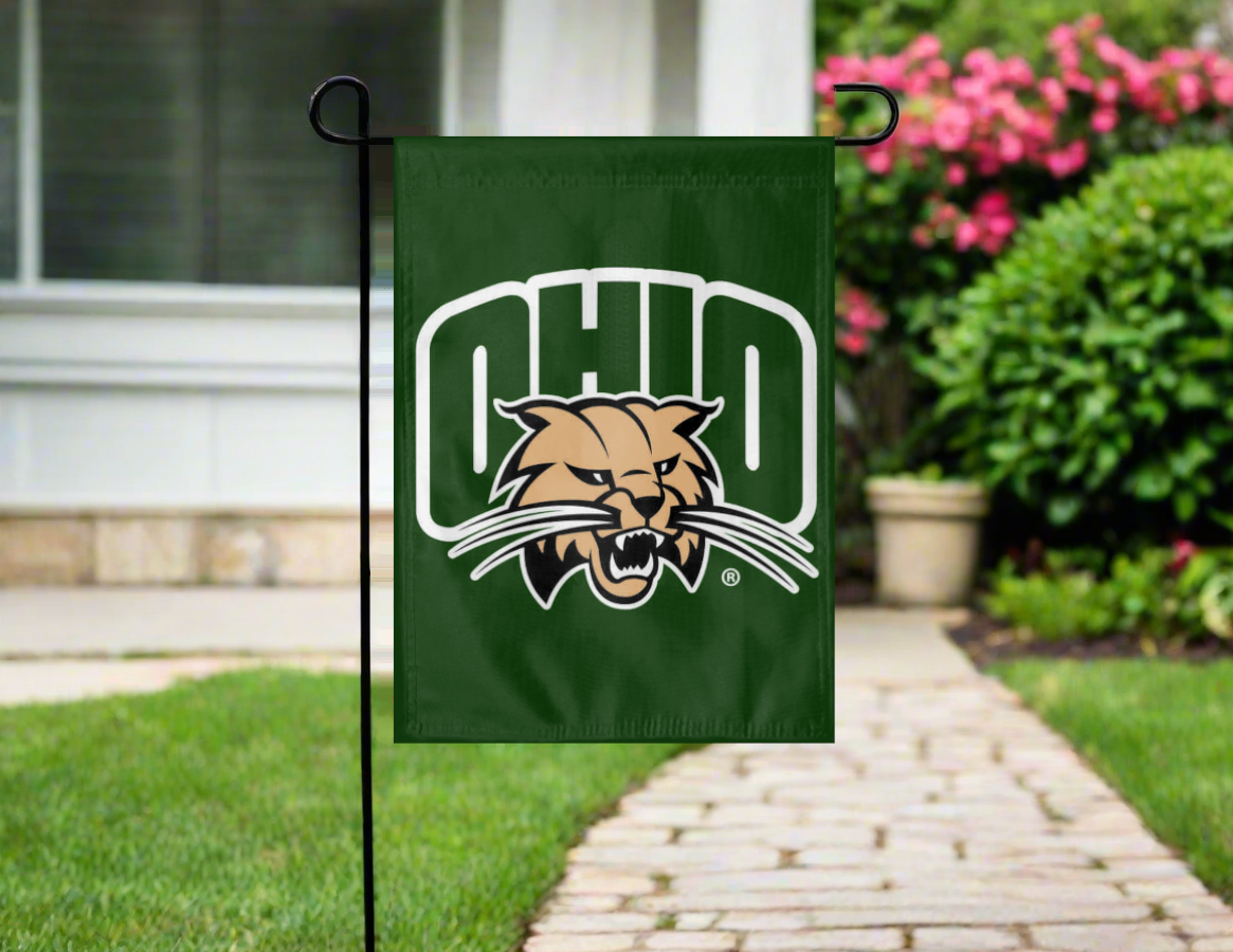 13x18 Ohio University Garden Flag with Ohio Bobcats Logo