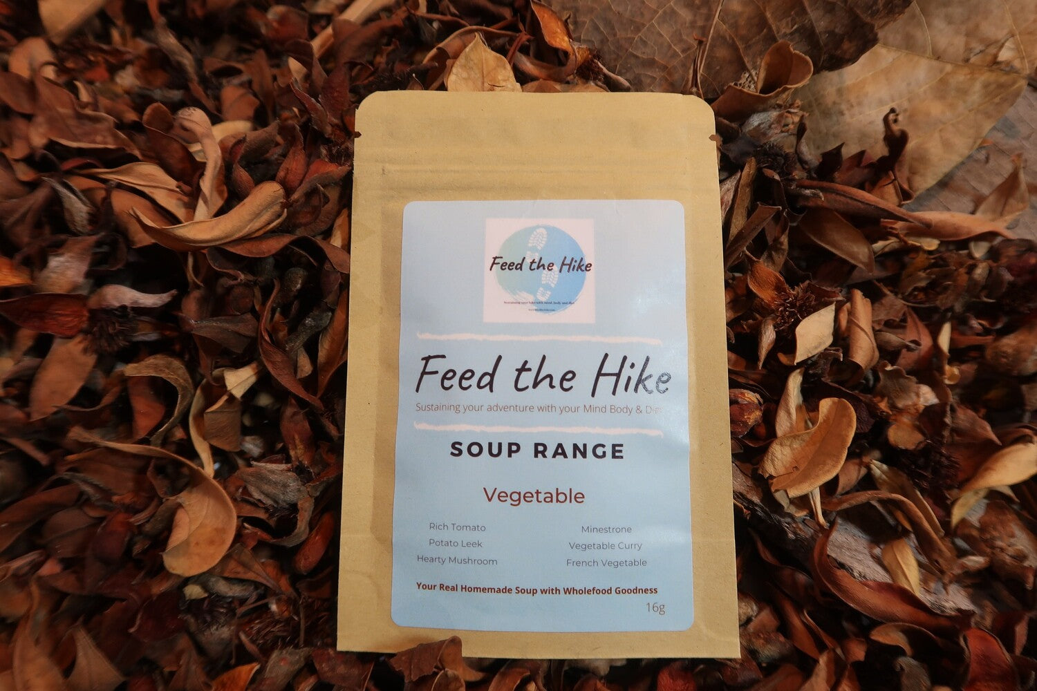 Feed the Hike vegetable soup in a packet for hiking