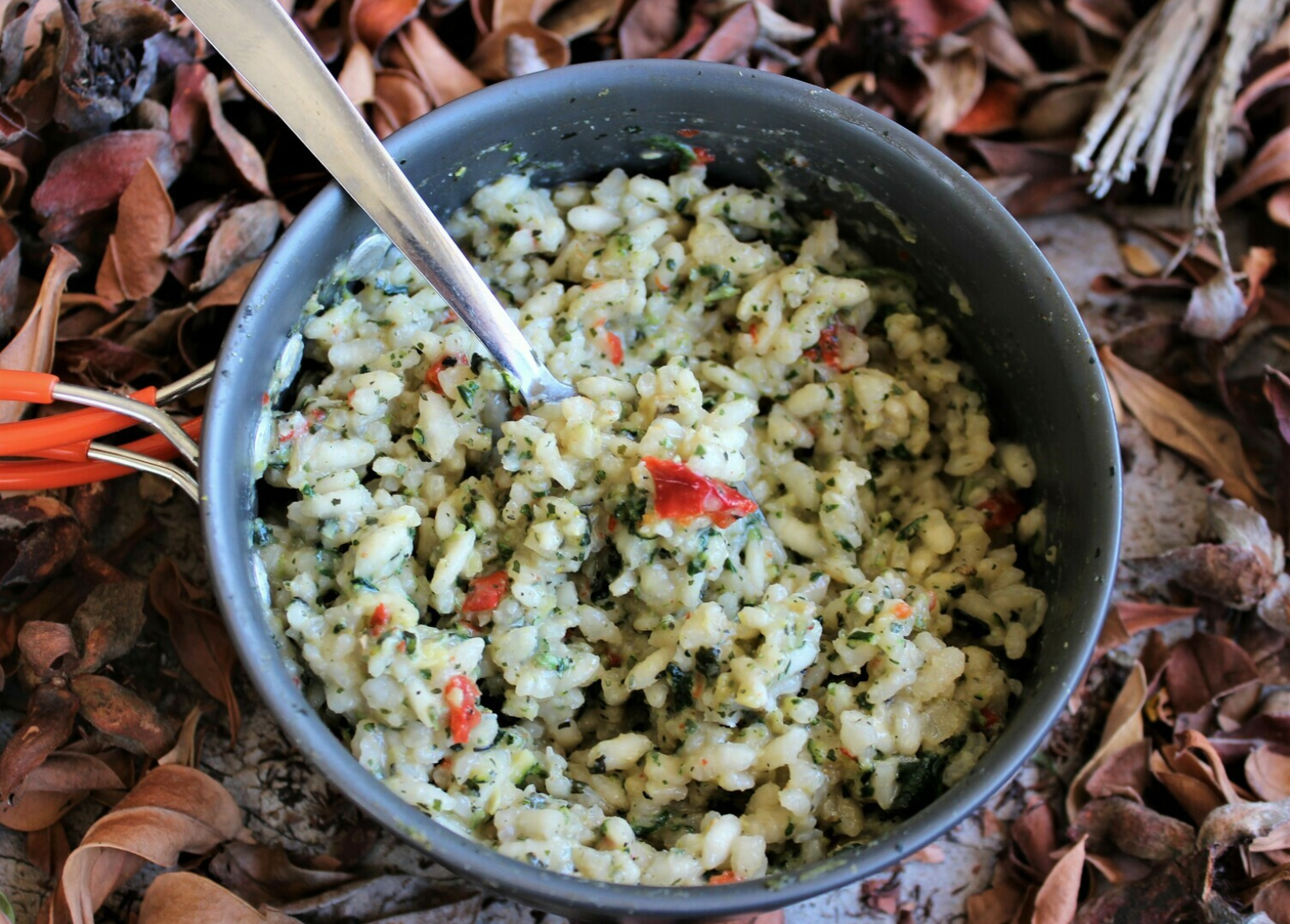 Creamy zucchini and spinach risotto by Feed the Hike