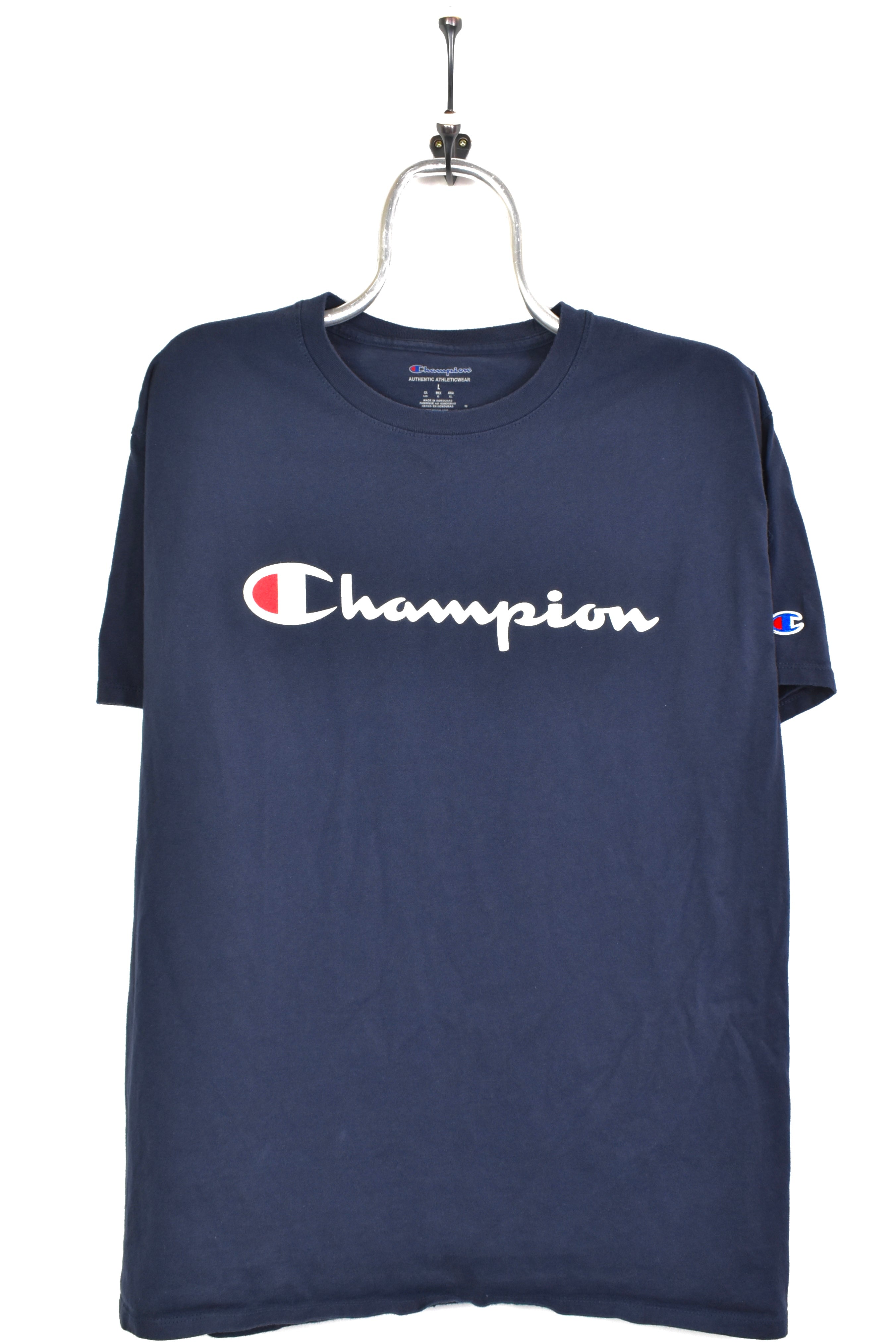 black and blue champion shirt