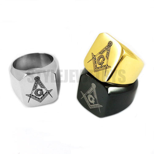 Silver Black Gold Masonic Ring Stainless Steel Jewelry Wholesale Class –  ASTROSHADEZ.COM