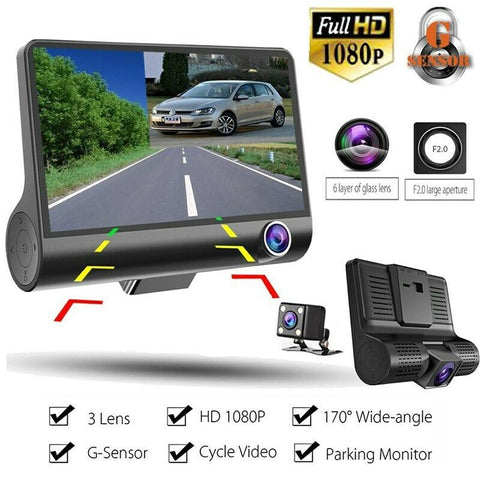 1080P Car Video Dash Cam HD Dual Lens Recorder Camera G-Sensor Mirror ...