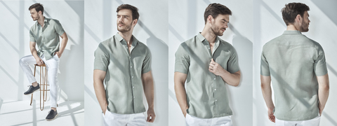 Classic Short Sleeve Linen Shirts - Yellwithus.com