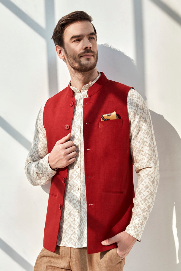 Flamboyant Maroon Color Nehru Jacket | Nehru jackets, Jackets, Maroon color