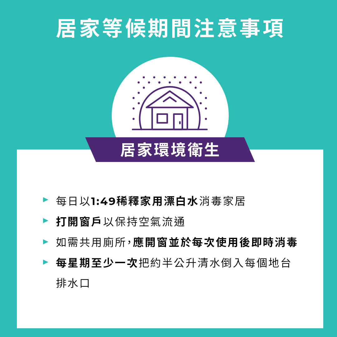 使用INDICAID快速測試驗出陽性後，可以留意以下居家等候期間的注意事項(居家環境衛生)