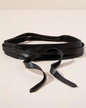 Leather Wrap Belt-Black - Strand the Boutique