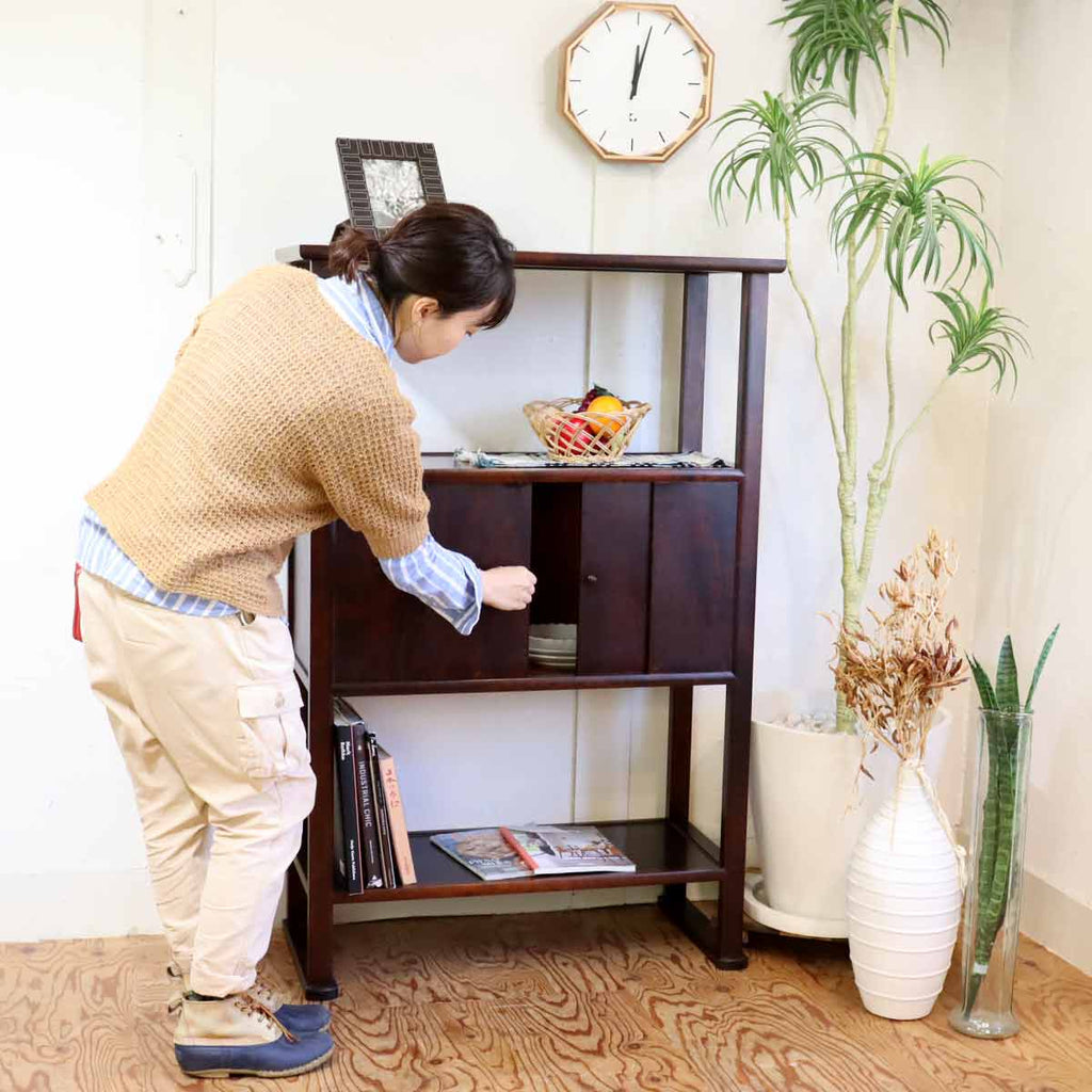 松本民芸家具 117型 書棚 棚 オープンシェルフ アンティーク 無垢 