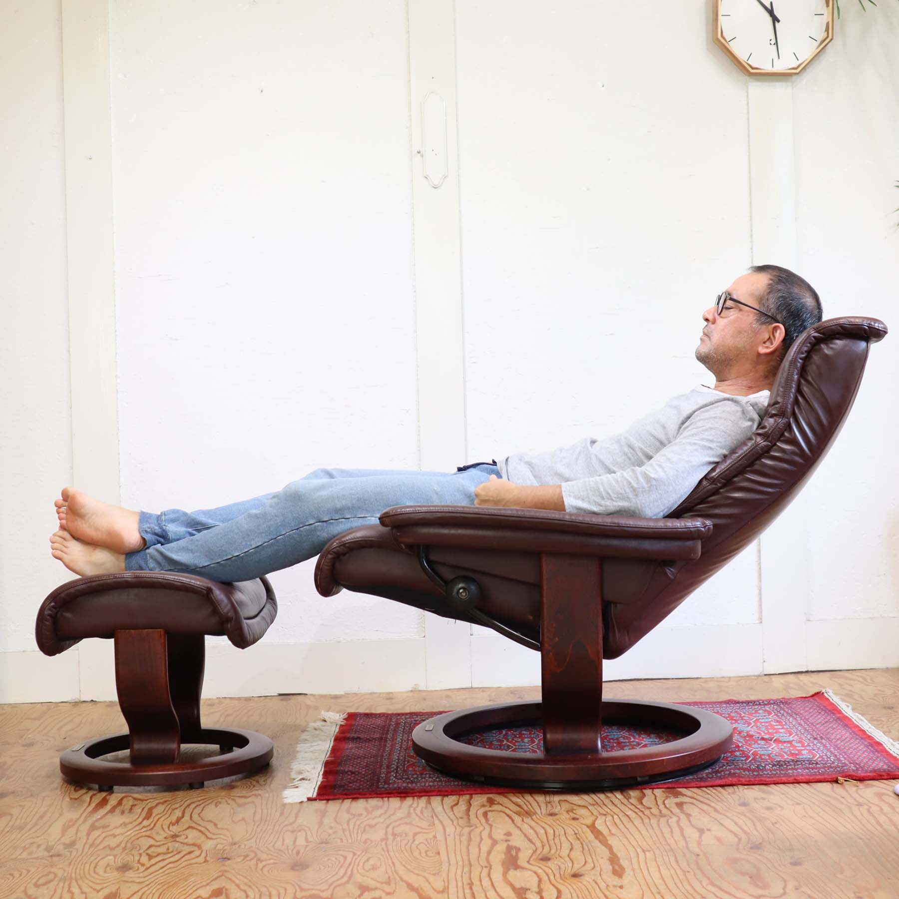 EKORNES エコーネス ストレスレスチェア オットマン付 本革 最高の 