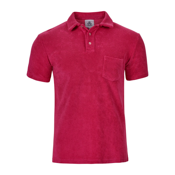 Towelling polo t-shirt pink