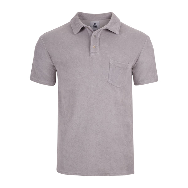 Towelling polo t-shirt gray