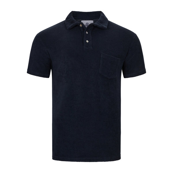 Towelling polo t-shirt navy