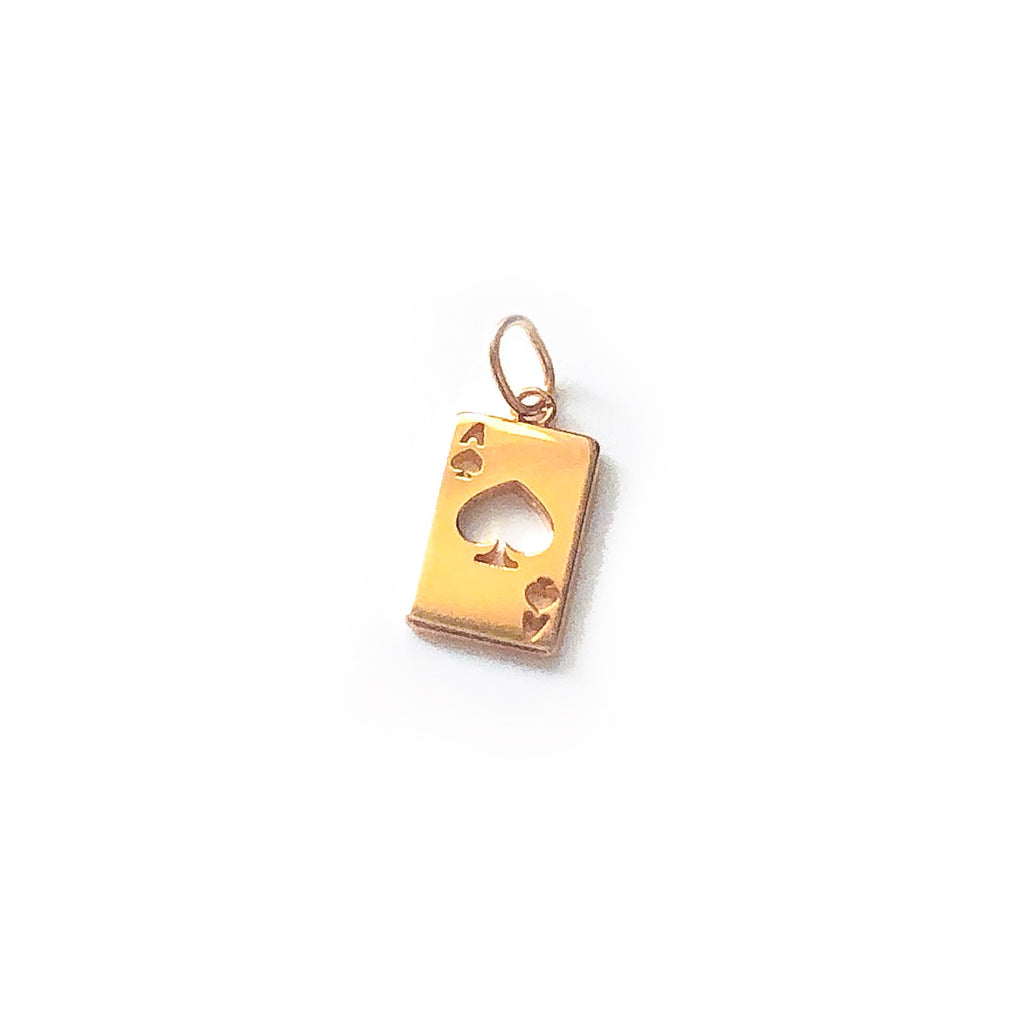 Enamel Ace Of Hearts 14K Gold Charm