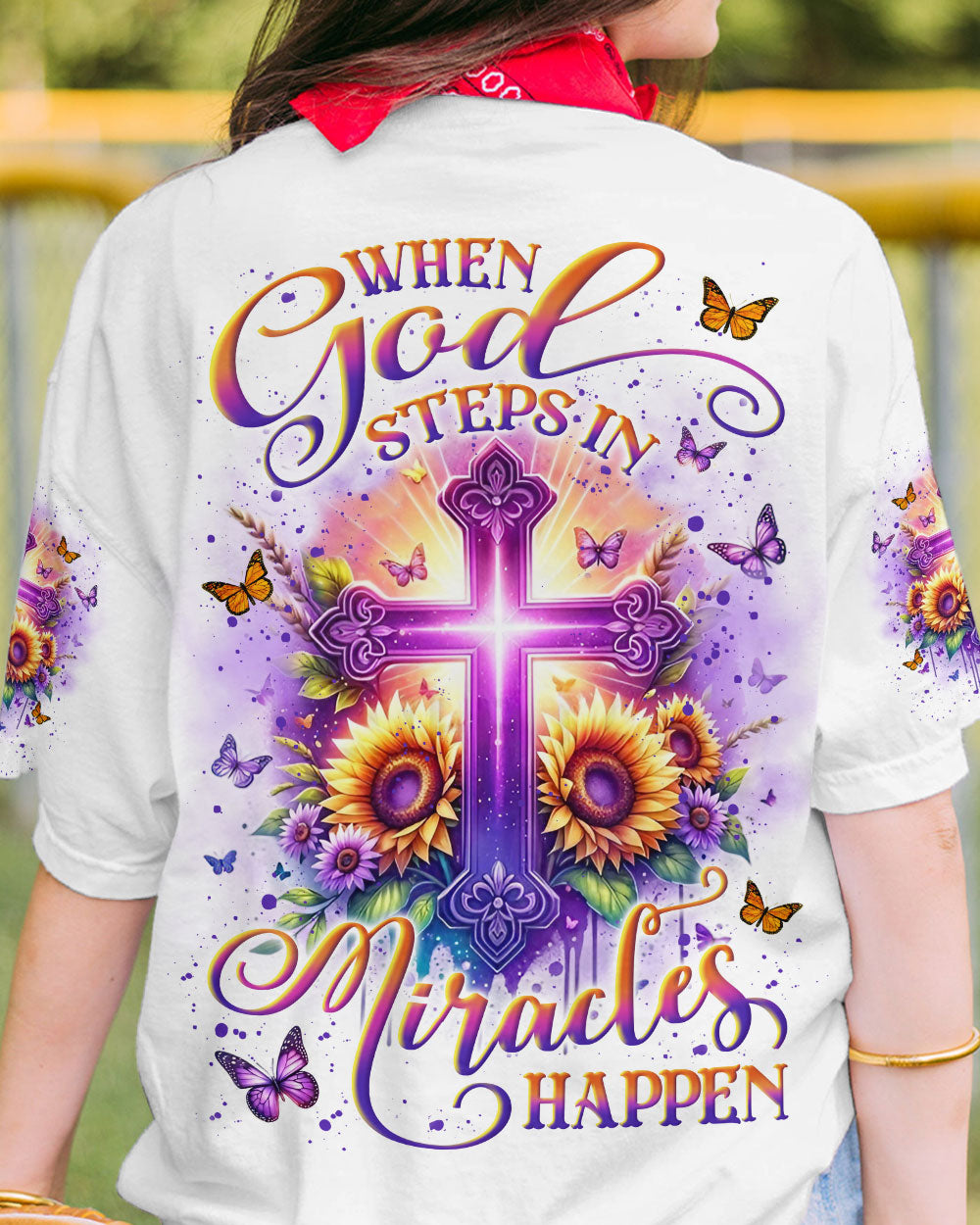 When God Steps In Miracles Happen Women's All Over Print Shirt - Yhln1706243