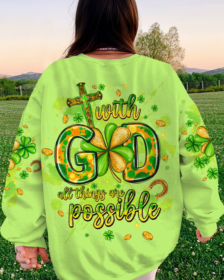 With God All Things Are Possible Patrick's Day Women's All Over Print Shirt - Tltw0301245